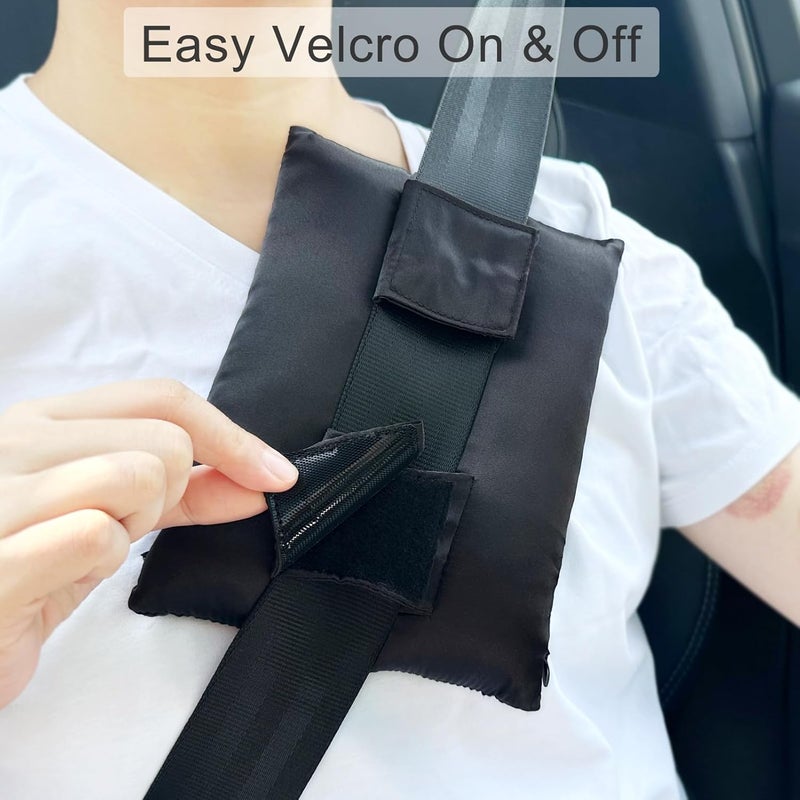 HapiPoppy Port Pillows Chemo Port Pillow for Seatbelt Pacemaker Chest Protector Chemo Patients Cancer Open-Heart Incision Recovery Post Surgery Support Cushion Gifts, Silky Satin Black - Image 2